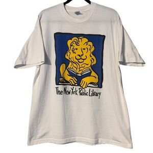 VINTAGE | Early 90’s New York Library Single Stitch Reverse Graphic Tee - Sz XL